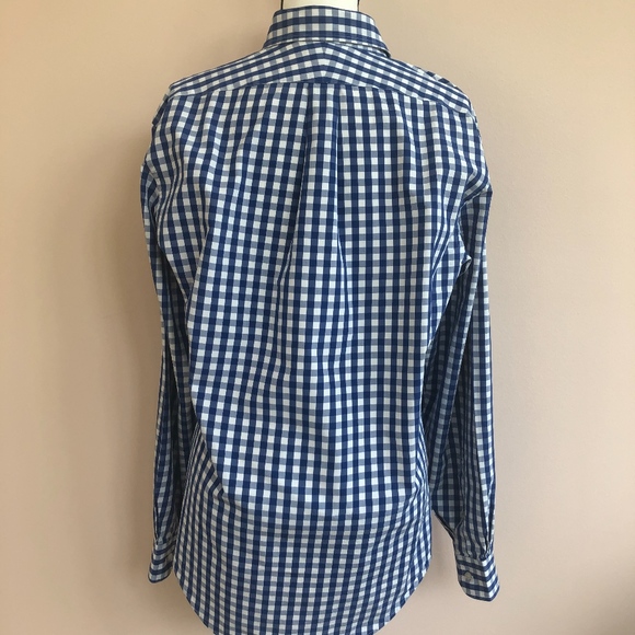 Lands End 16/35 Button Front Blue Check Oxford - Picture 4 of 8